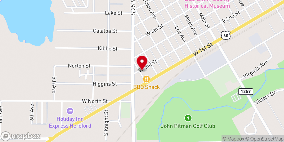 Map showing location of Hereford Donuts