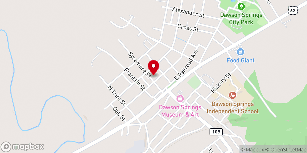 Map showing location of Dawson Springs Community Center