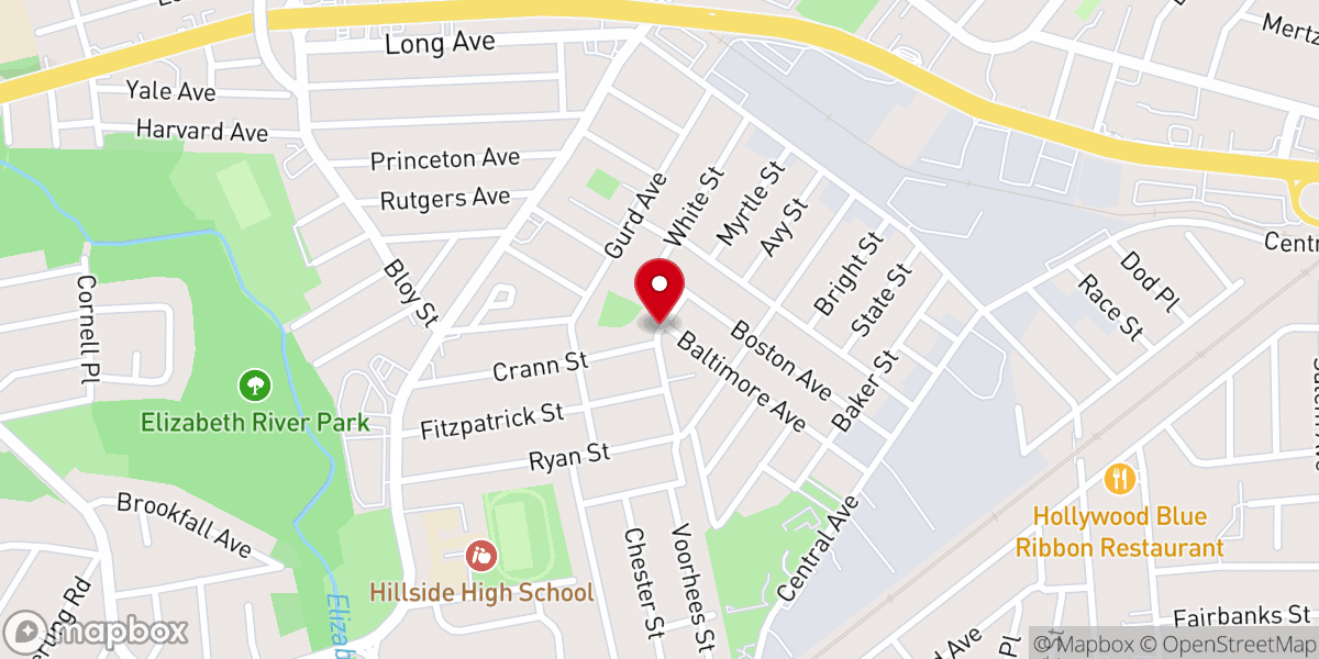 Map showing location of Bethany Assembly of God Church