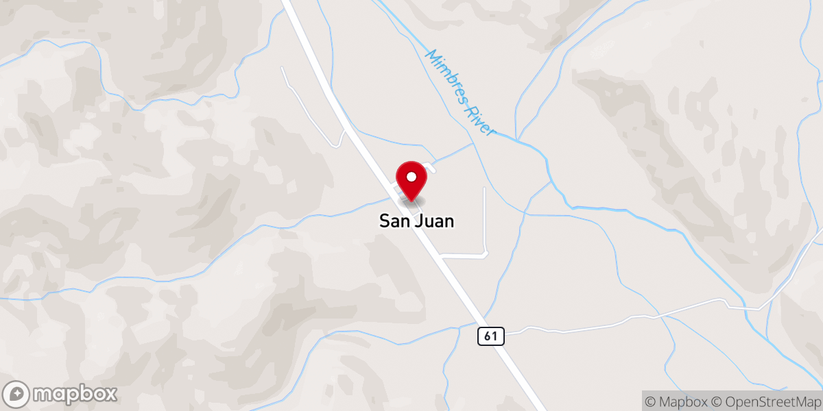 Map showing location of San Juan Catholic Church