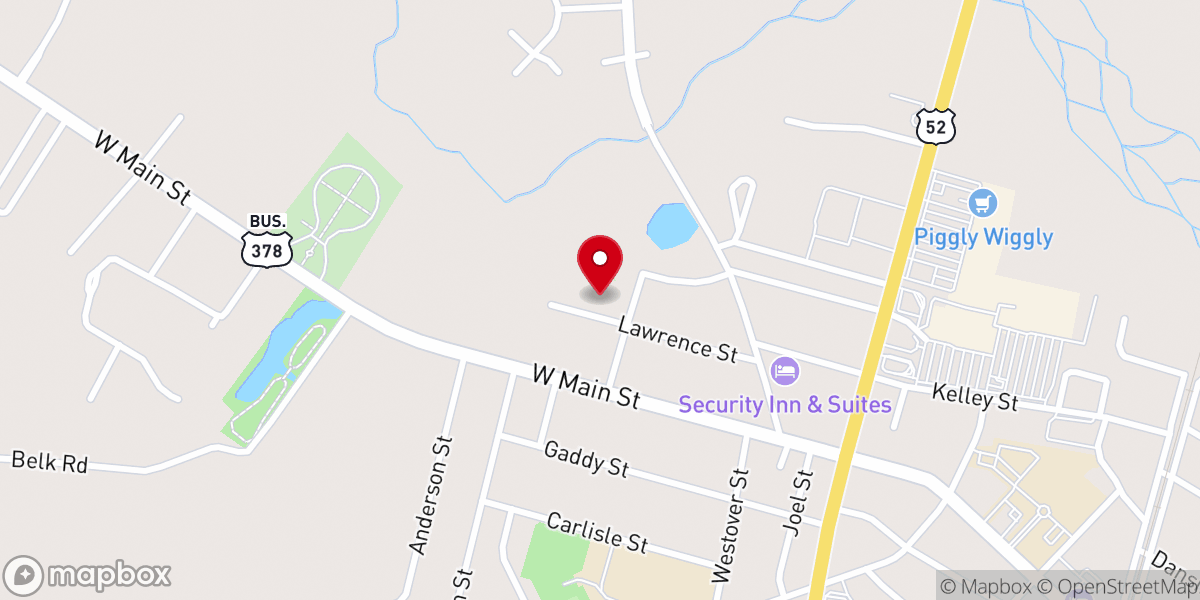Map showing location of Grace Free Will Baptist Church