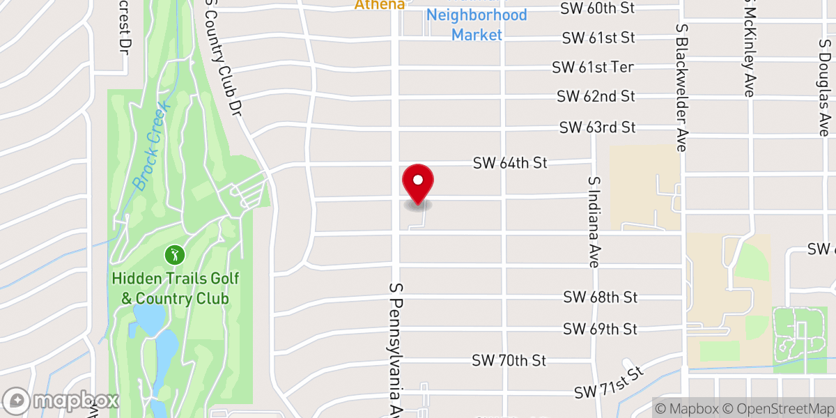 Map showing location of Hillcrest Presbyterian Church