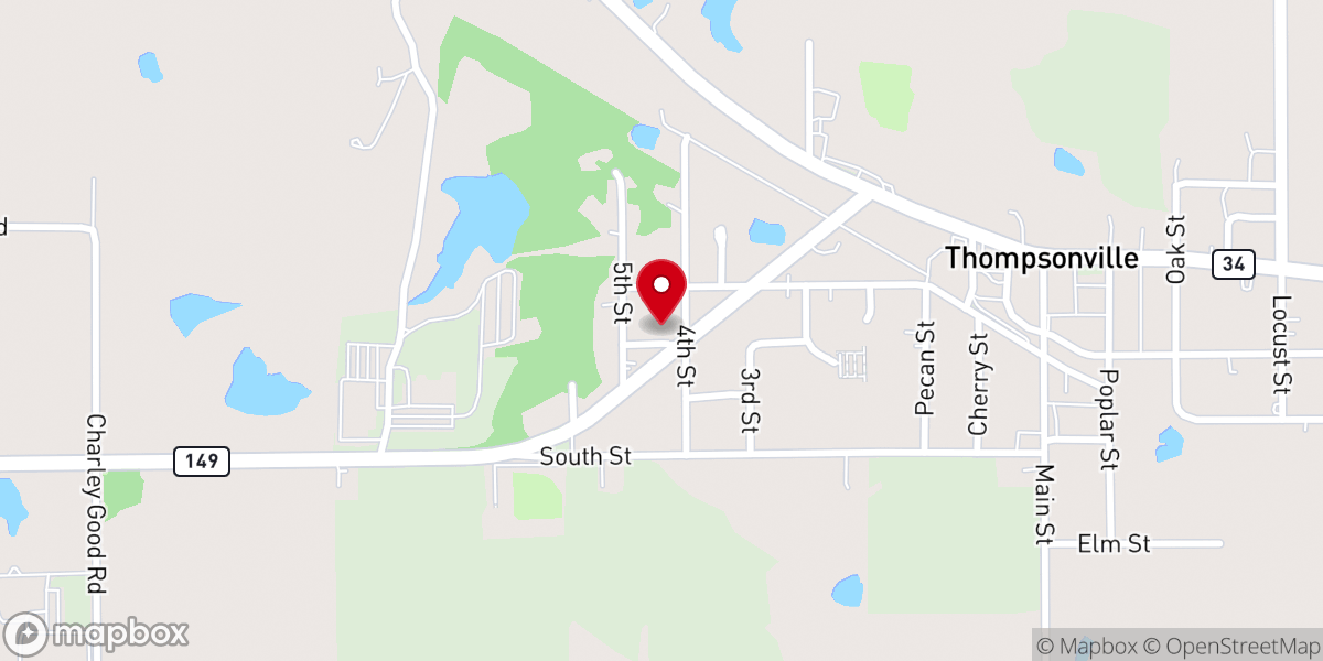 Map showing location of Thompsonville Church of God