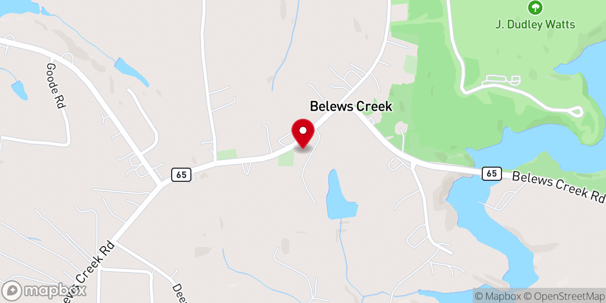 Map showing location of Belews Creek Christian Church