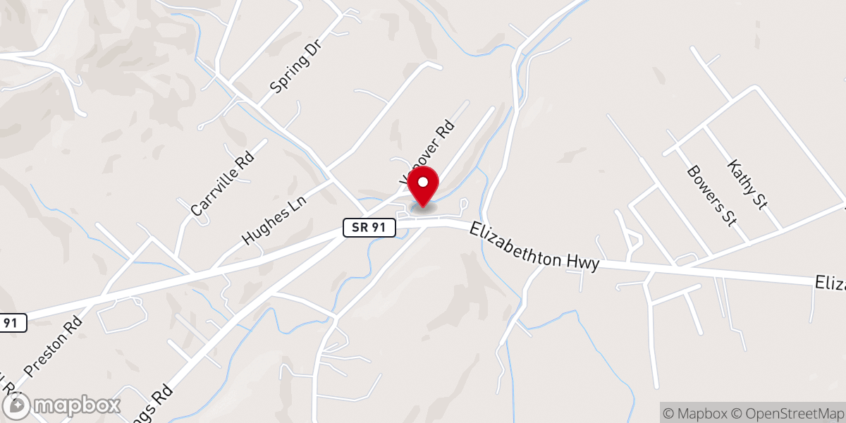 Map showing location of Sinking Creek Baptist Church