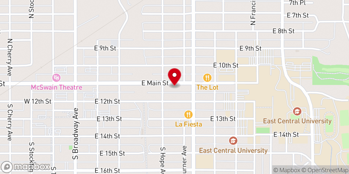 Map showing location of First United Pentecostal Church