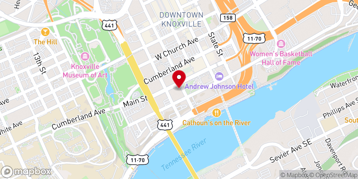 Map showing location of First Baptist Church Of Knoxville
