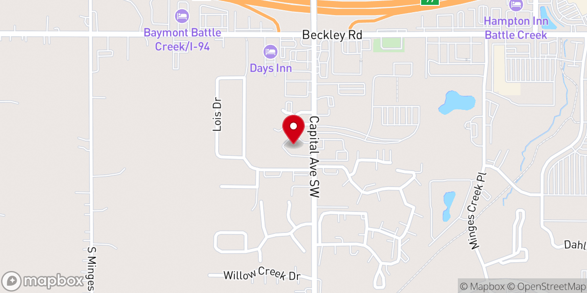 Map showing location of Calvary Chapel Battle Creek