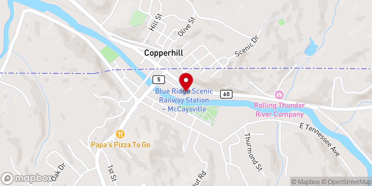 Map showing location of First Baptist Church McCaysville