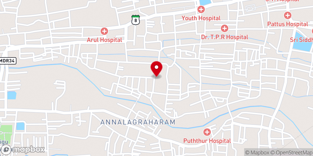 Map showing location of Thuvarankurichi Sourashtra Sabha