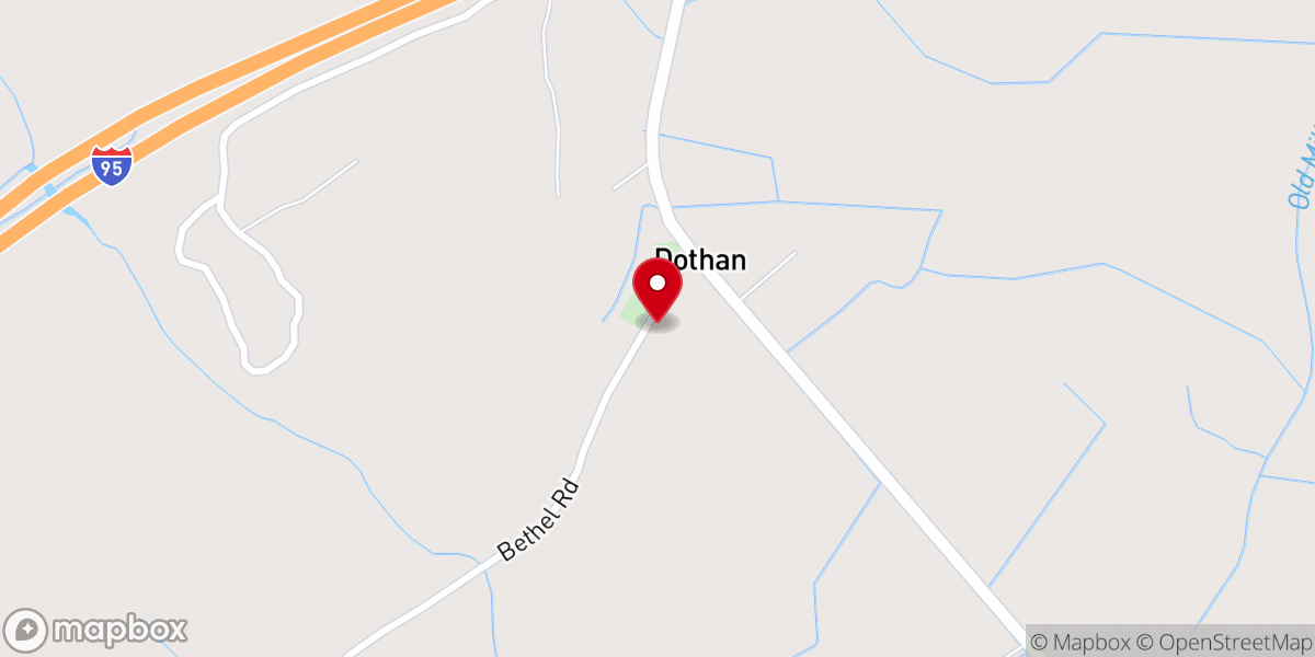 Map showing location of Dothan Baptist Church