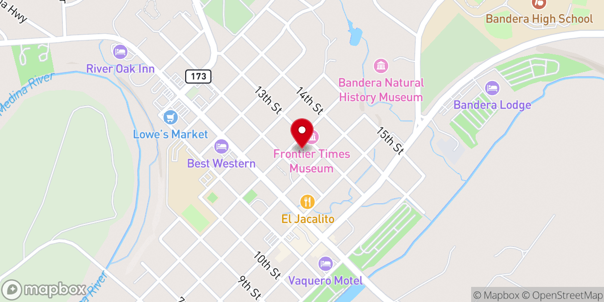 Map showing location of Bandera First Baptist Church