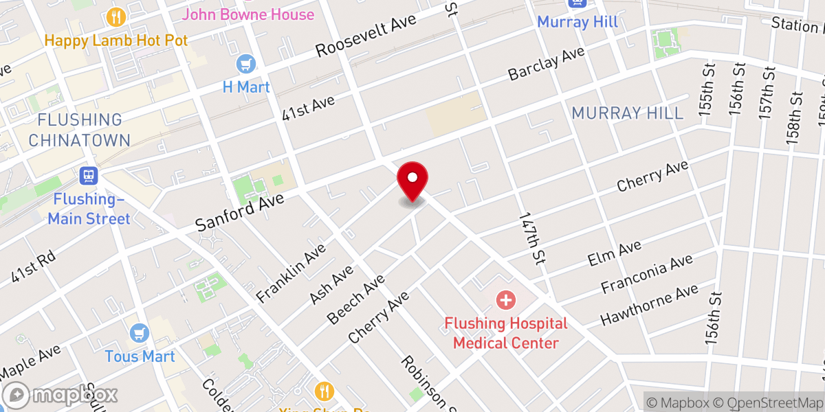 Map showing location of Queens Family Church