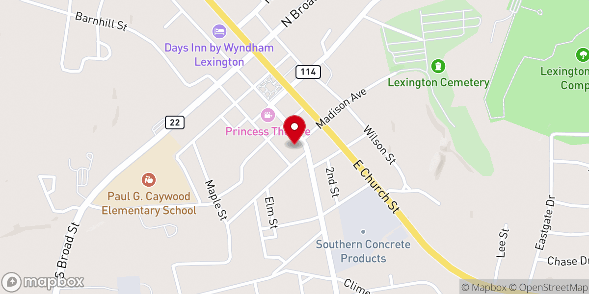Map showing location of FIrst Baptist Church