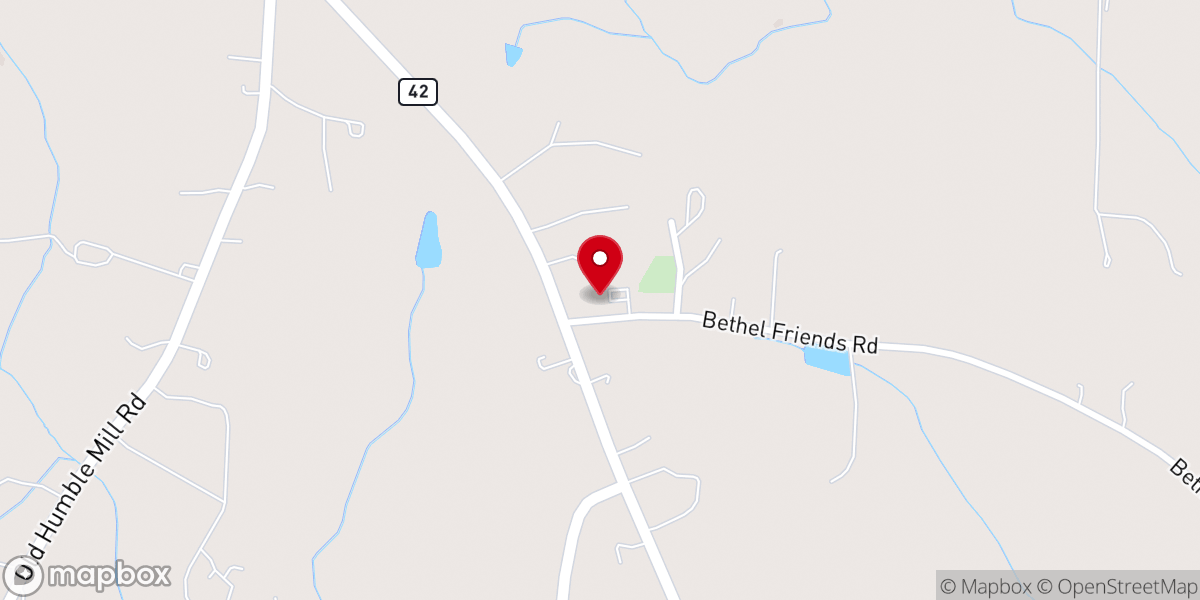 Map showing location of Bethel Church