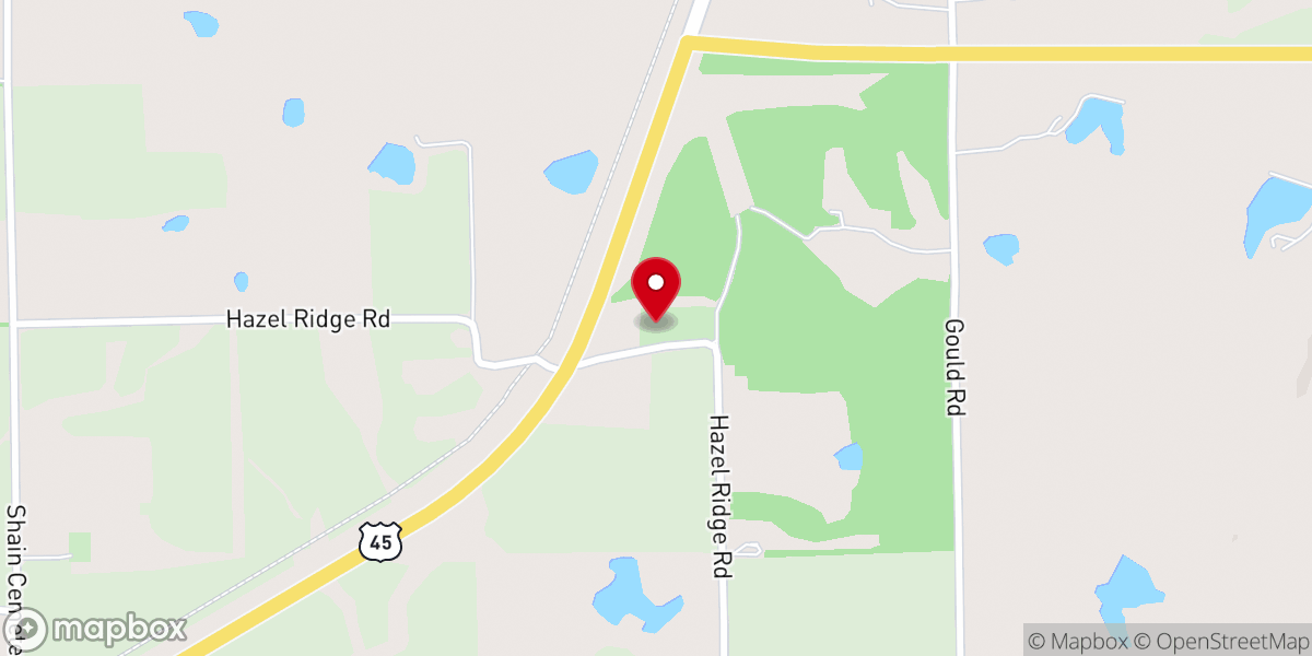 Map showing location of Hazel Ridge Church