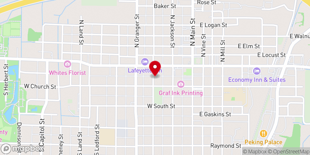 Map showing location of First Christian Church
