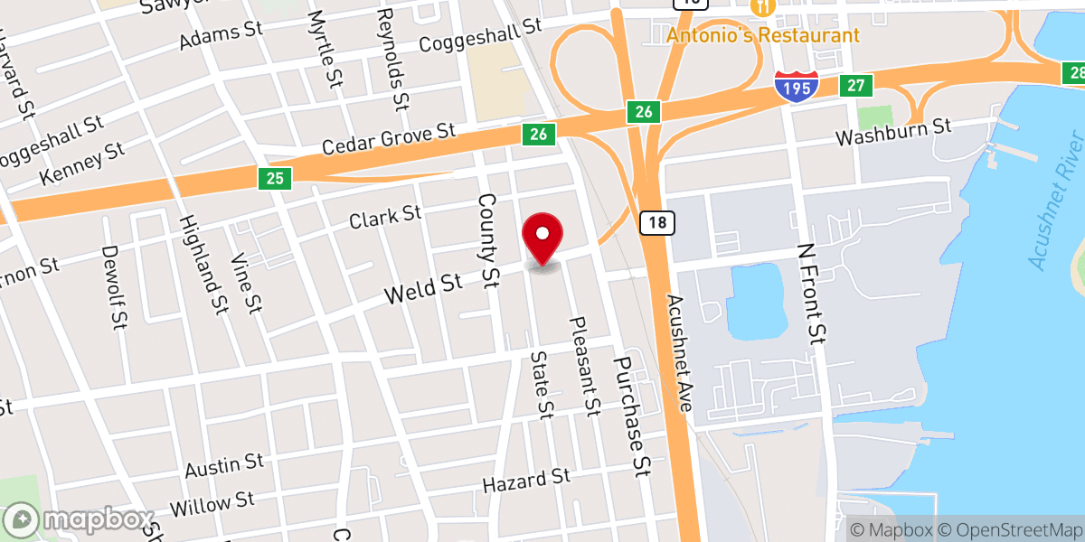 Map showing location of Iglesia De Cristo Misionera New Bedford