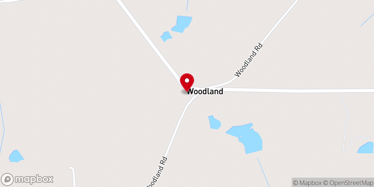 Map showing location of Woodland Church