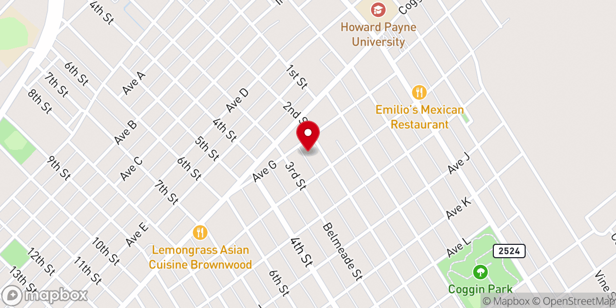 Map showing location of Brownwood Church