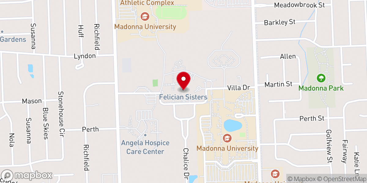 Map showing location of Felician Sisters