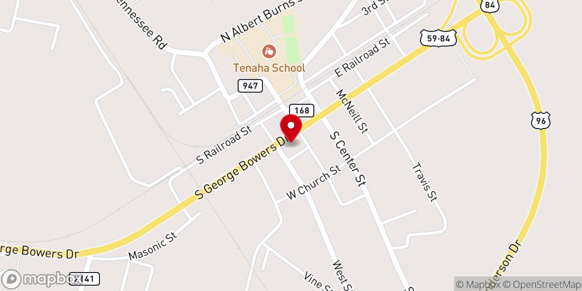 Map showing location of First Baptist Church