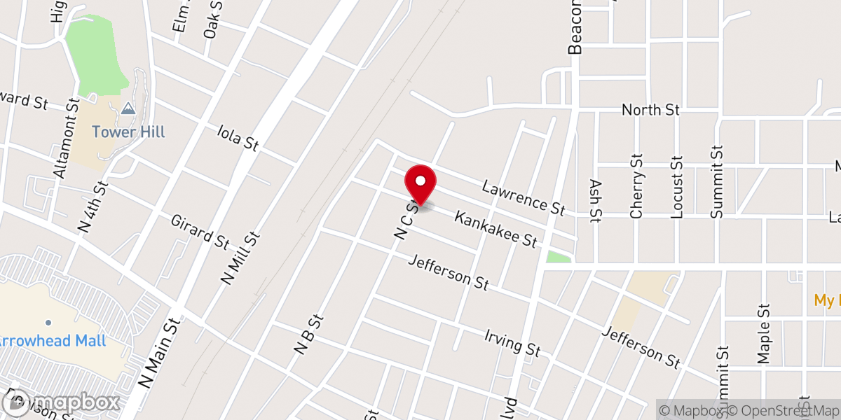 Map showing location of North C Street Church of Christ