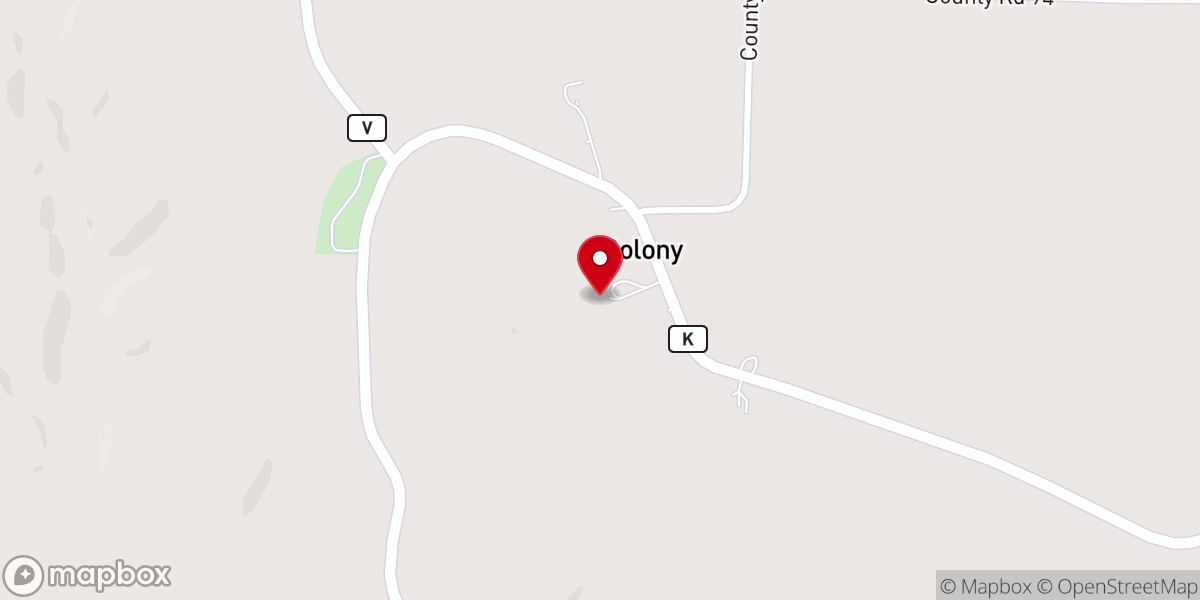 Map showing location of Colony Baptist Church
