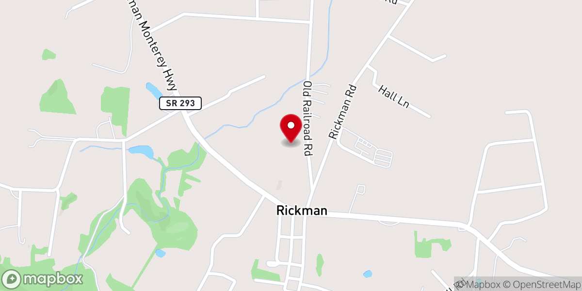 Map showing location of Rickman First Baptist Church