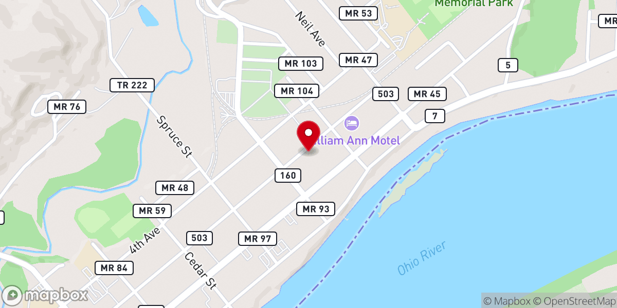 Map showing location of Paint Creek Baptist Church
