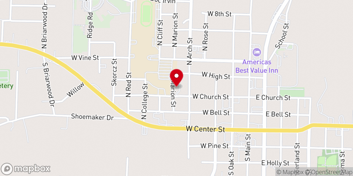 Map showing location of Sheridan Public Schools Bus Sh