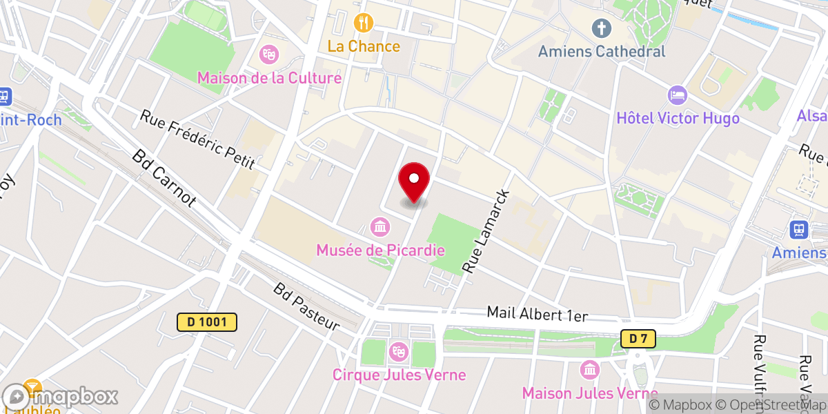 Map showing location of Eglise Biblique Baptiste Amiénoise