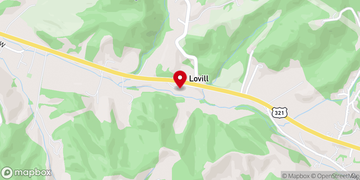 Map showing location of Brushy Fork Baptist Church