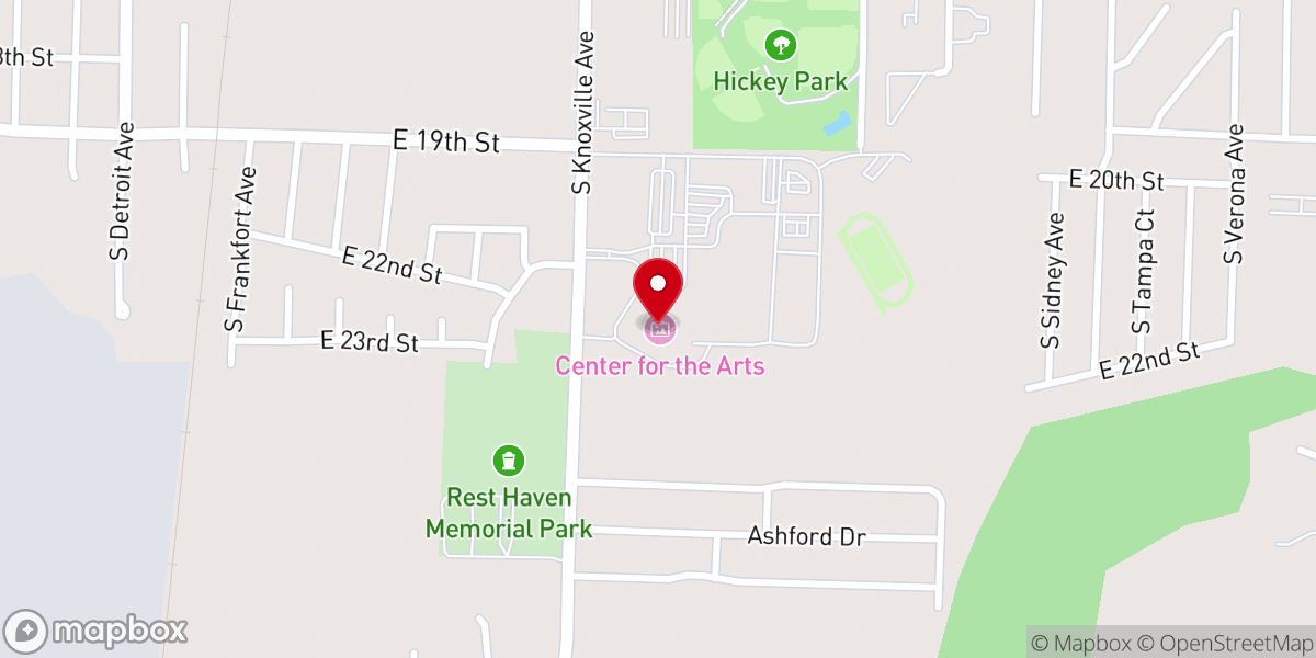 Map showing location of The Center for the Arts