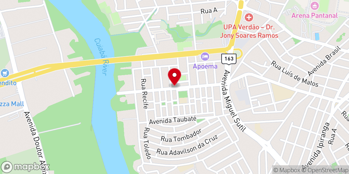 Map showing location of Igreja Batista Central