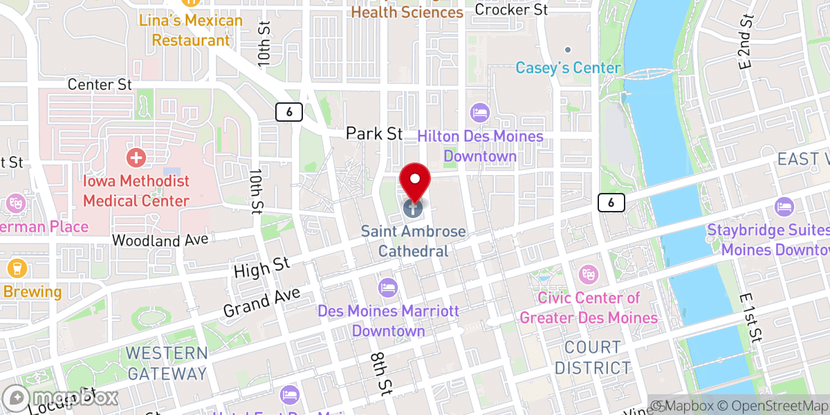 Map showing location of St. Ambrose Cathedral