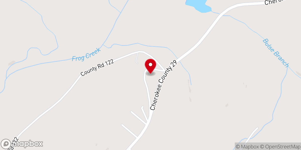 Map showing location of Pleasant Arbour Baptist Church