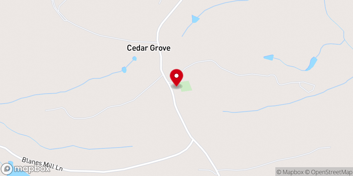 Map showing location of Cedar Grove United Methodist Church