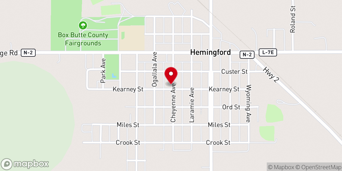 Map showing location of Hemingford Congregational Church-NonDenominational