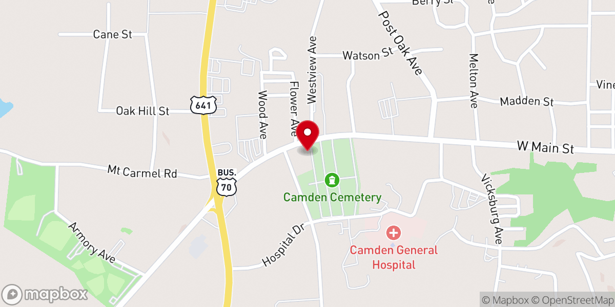 Map showing location of Cumberland Presbyterian Church