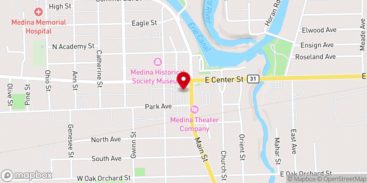 Map showing location of First Presbyterian Church