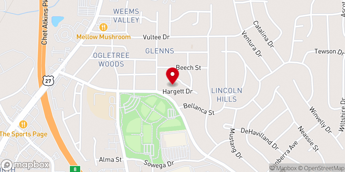 Map showing location of Britt David Baptist church