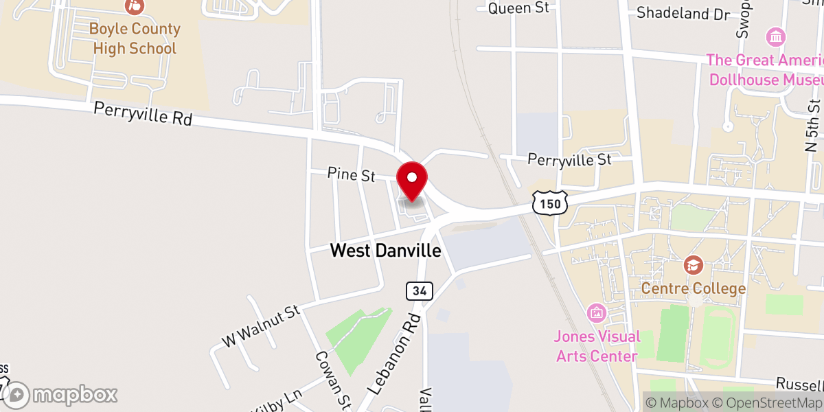 Map showing location of Gethsemane Baptist Church