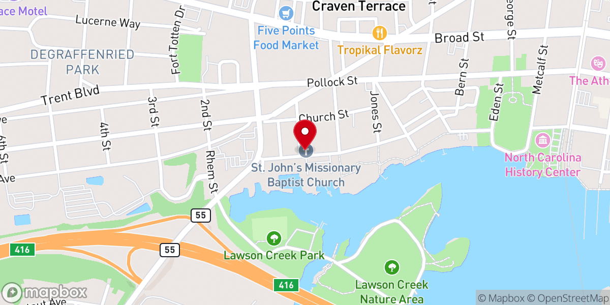 Map showing location of St. John MB Church