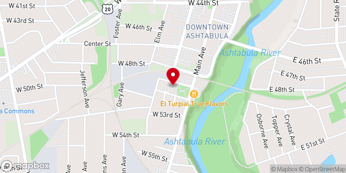 Map showing location of Ashtabula County Choral Music Society
