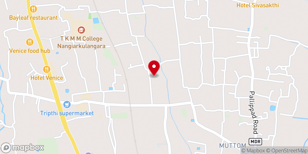 Map showing location of Muttom Marthoma Church, Nangiarkulangara