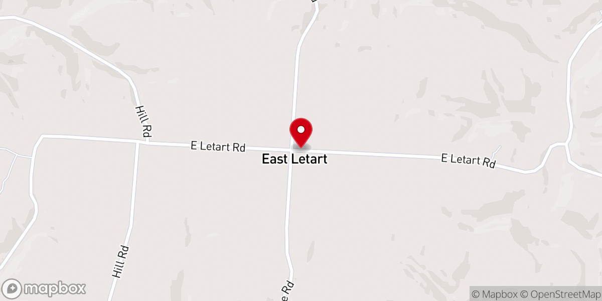 Map showing location of East Letart United Methodist Church