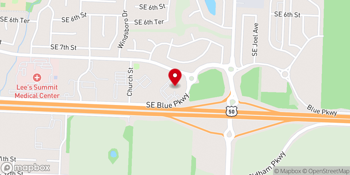 Map showing location of Summit Woods Baptist Church