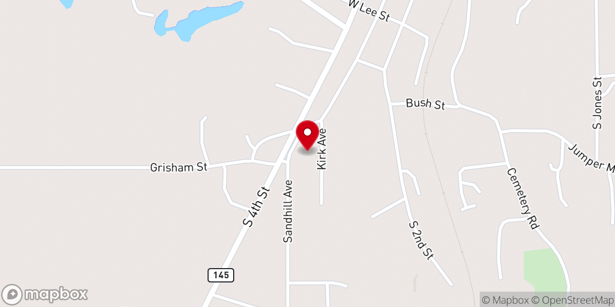 Map showing location of First Baptist Church