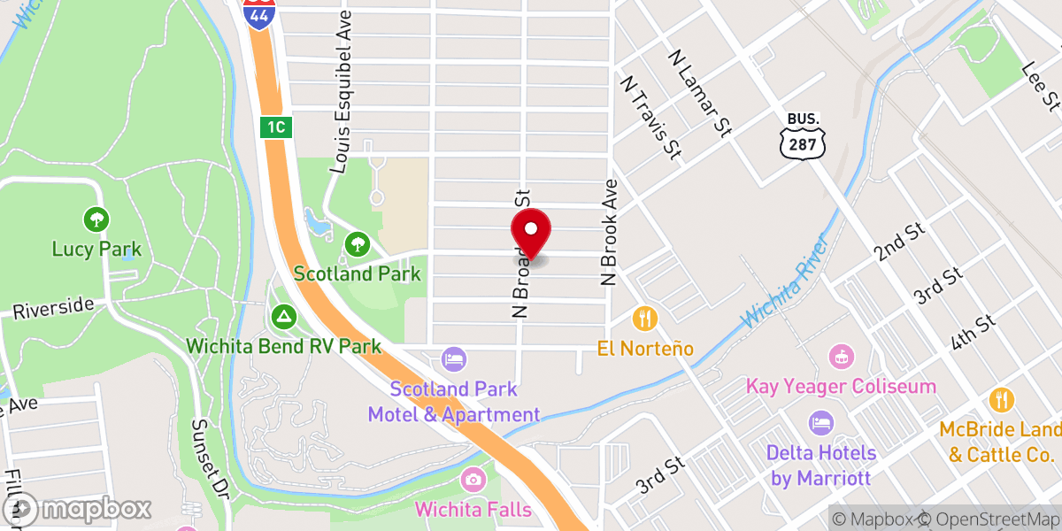 Map showing location of Ebenezer Mexican Baptist Church